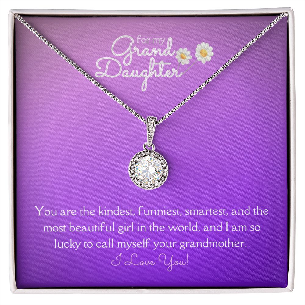 For My Grand Daughter Eternal Hope Necklace 14k White Gold Finish, purple daisy
