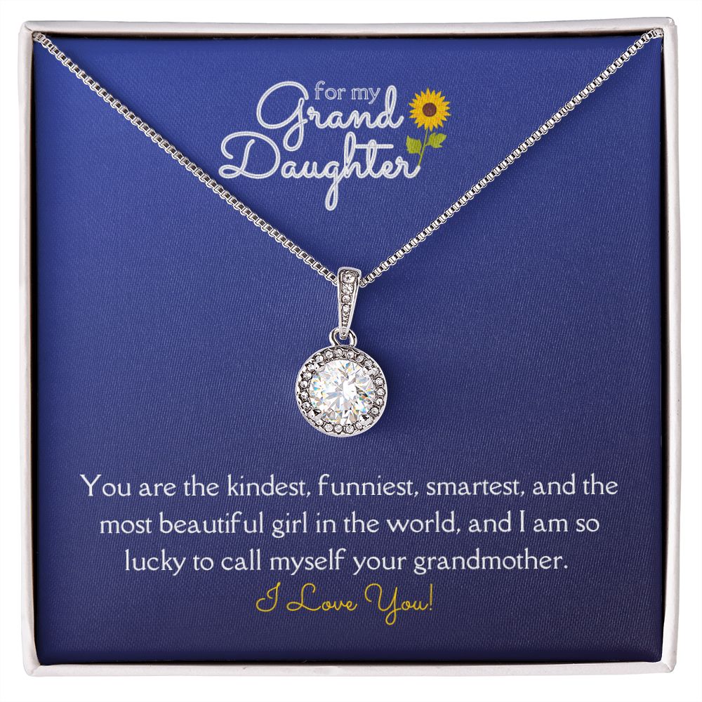 For My Grand Daughter Eternal Hope Necklace 14k White Gold Finish, blue