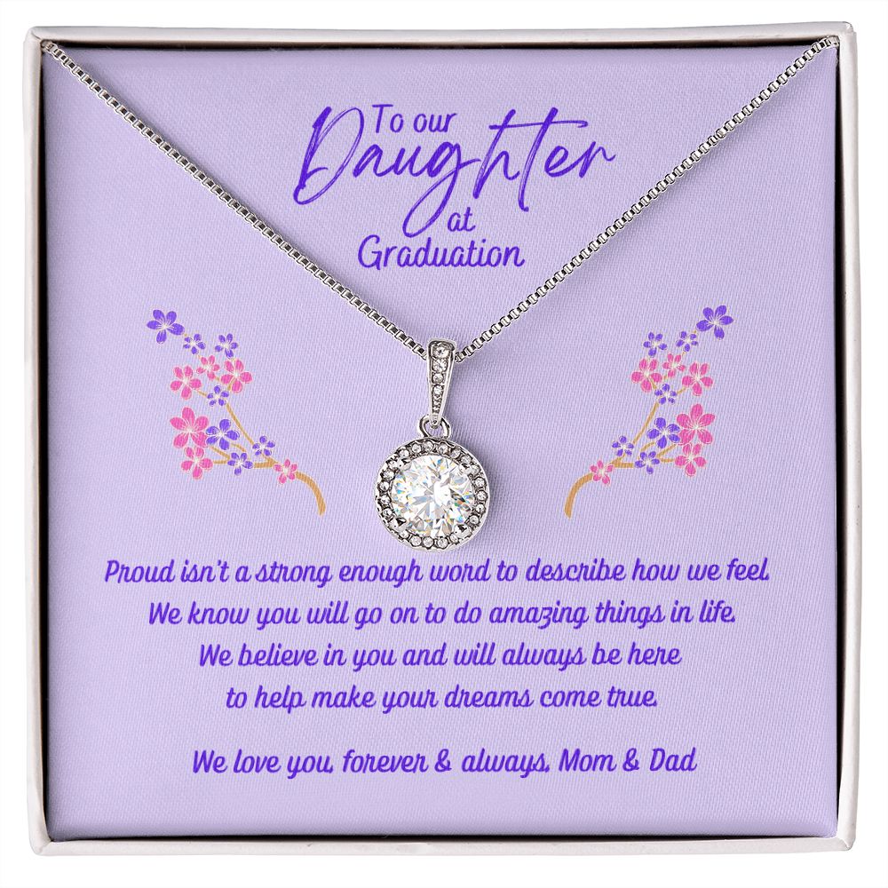 Daughter's Graduation Eternal Hope Necklace 14k White Gold Finish (purple card insert)