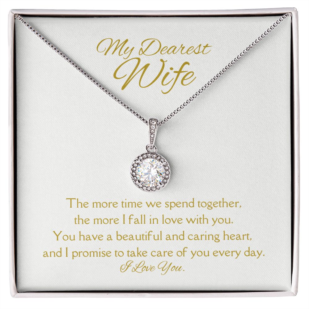 Dearest Wife Eternal Hope Necklace 14k White Gold Finish, white card