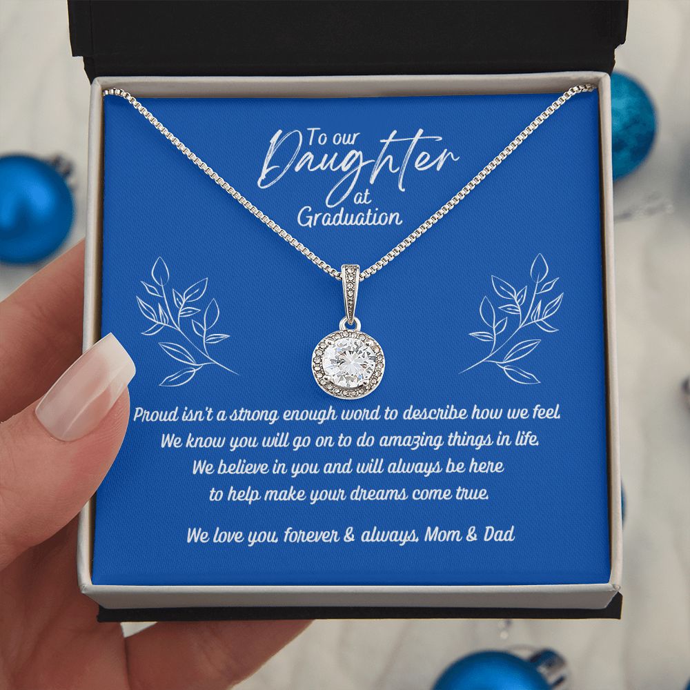 Daughter's Graduation Eternal Hope Necklace 14k White Gold Finish (blue card insert)