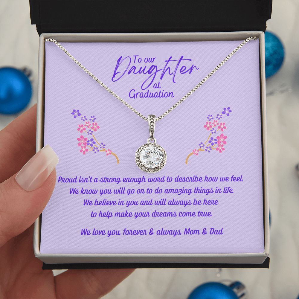 Daughter's Graduation Eternal Hope Necklace 14k White Gold Finish (purple card insert)