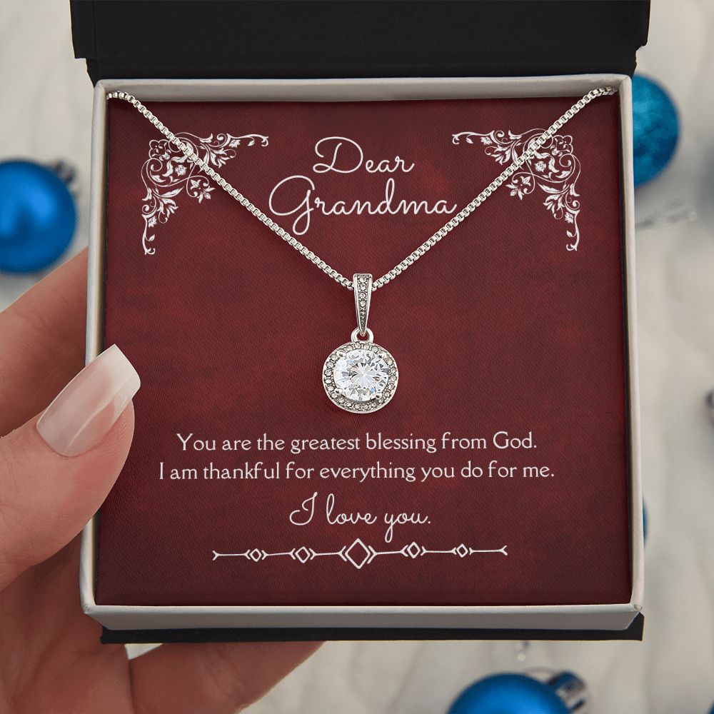 Dear Grandma Eternal Hope Necklace 14k White Gold Finish