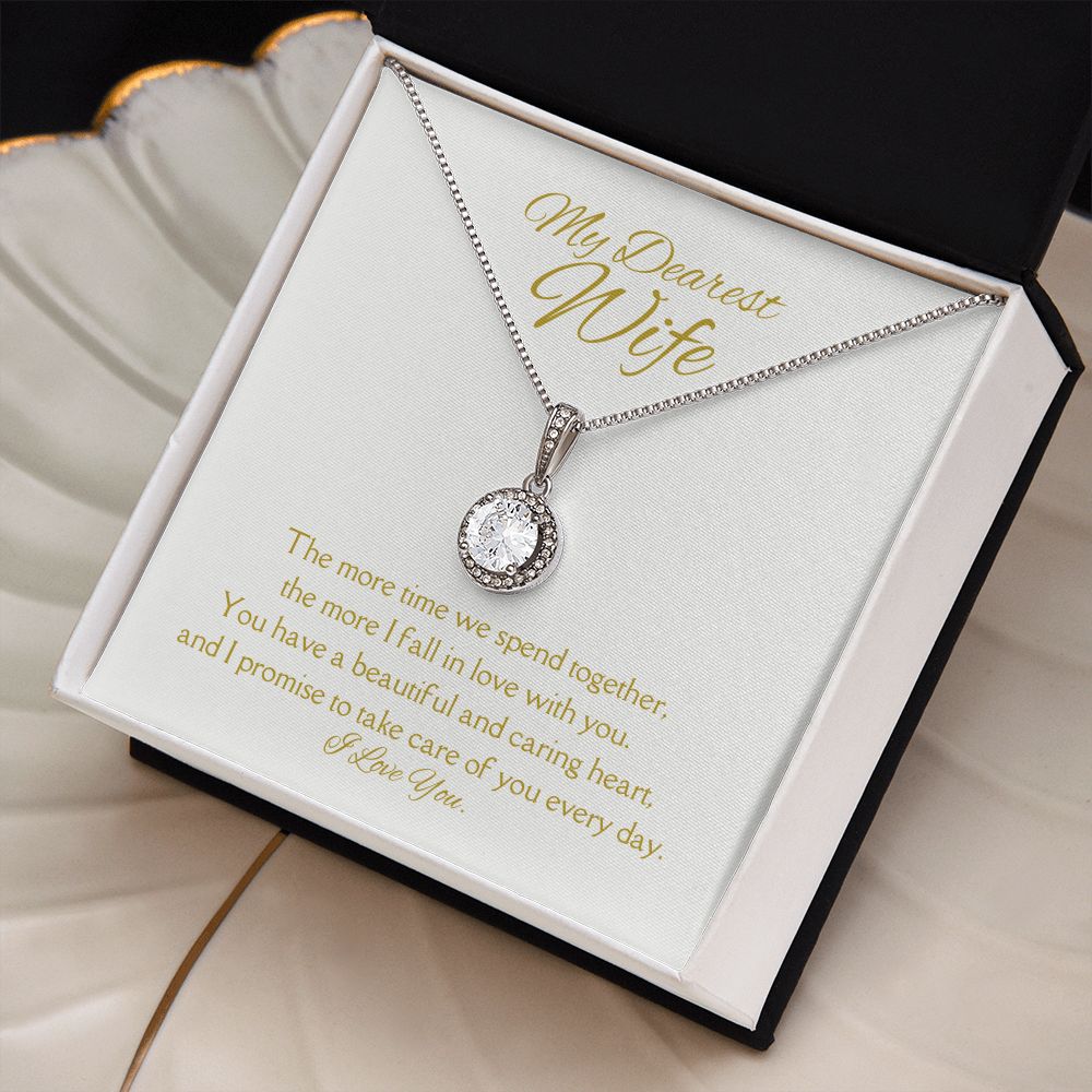 Dearest Wife Eternal Hope Necklace 14k White Gold Finish, white card