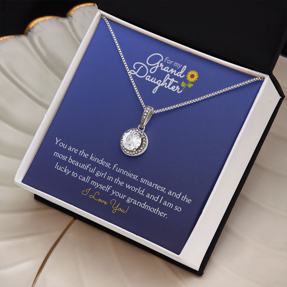For My Grand Daughter Eternal Hope Necklace 14k White Gold Finish, blue
