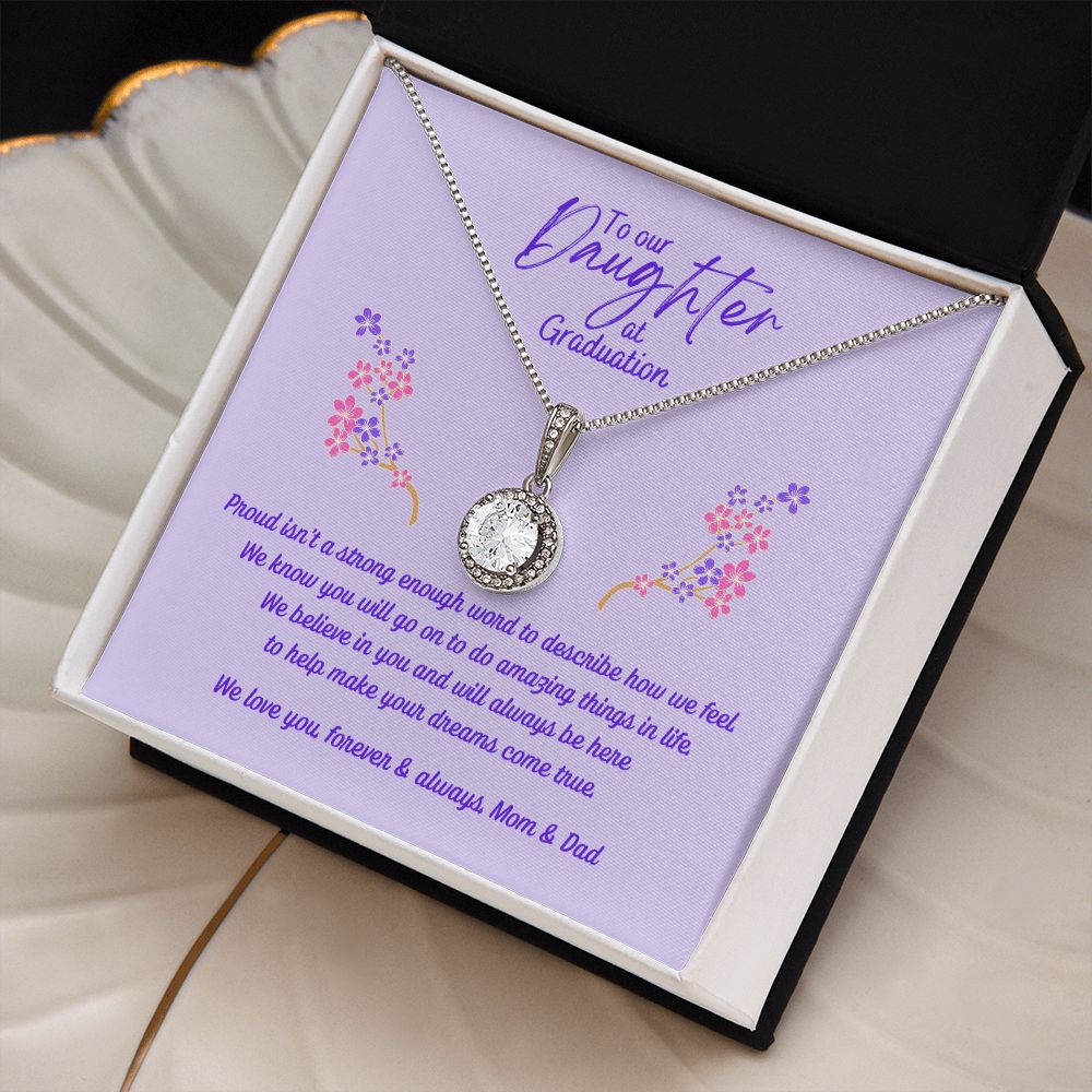 Daughter's Graduation Eternal Hope Necklace 14k White Gold Finish (purple card insert)