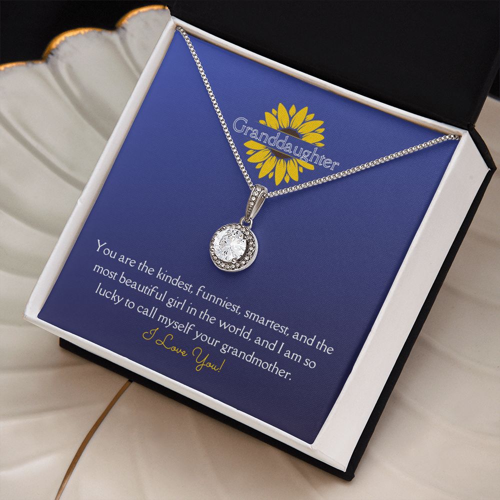 For My Grand Daughter Eternal Hope Necklace 14k White Gold Finish, blue sunflower