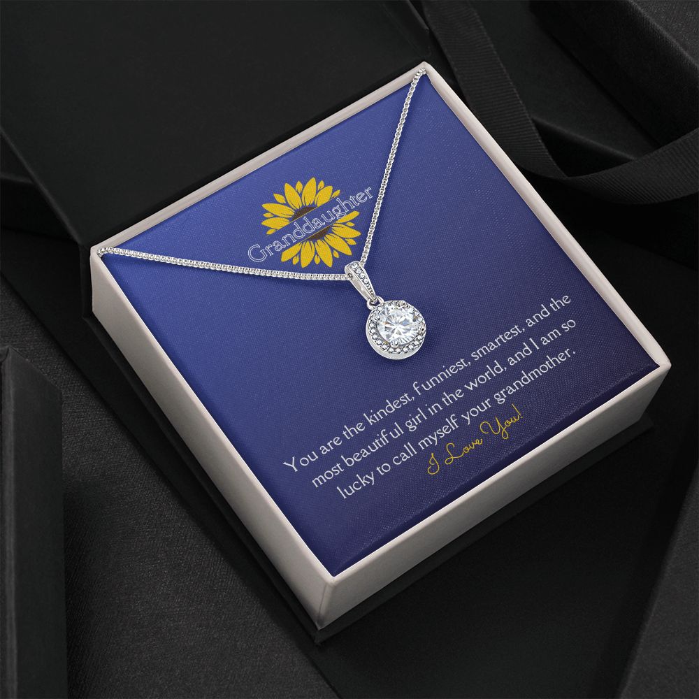 For My Grand Daughter Eternal Hope Necklace 14k White Gold Finish, blue sunflower