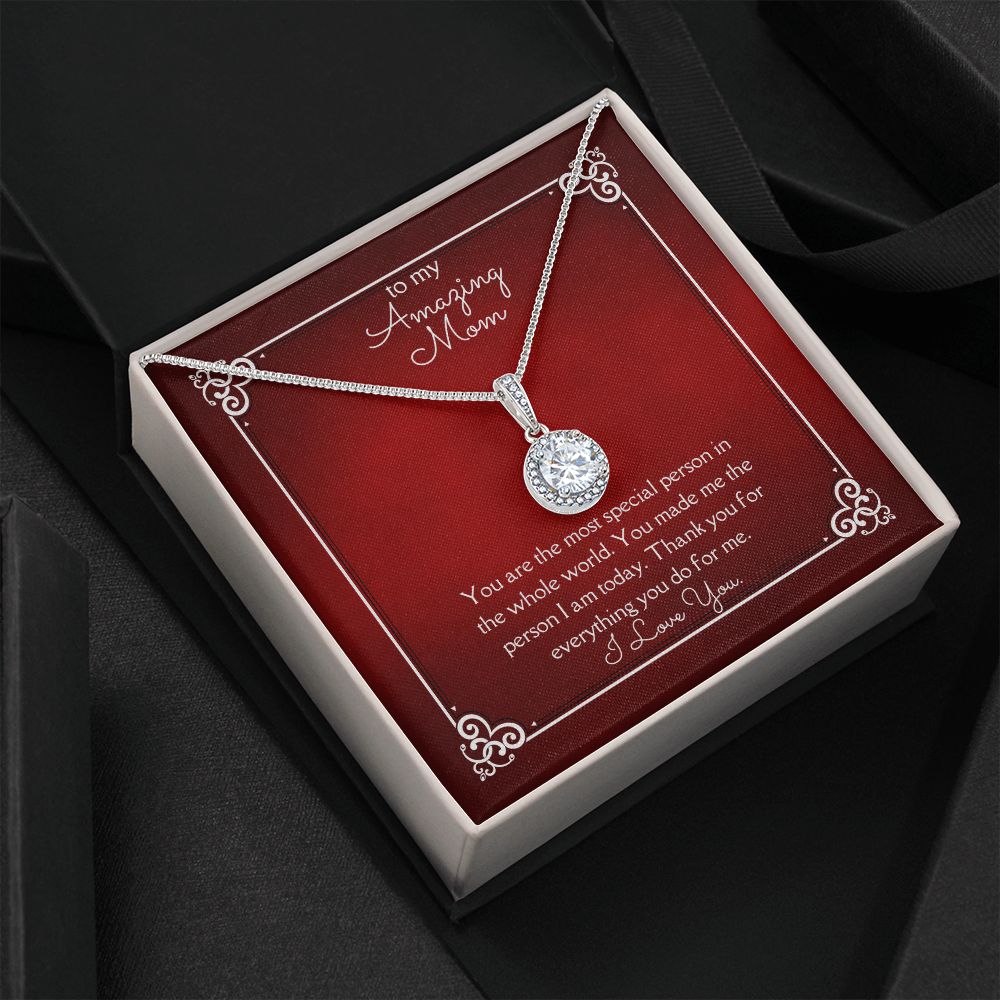Amazing Mom Eternal Hope Necklace 14k White Gold Finish, red card