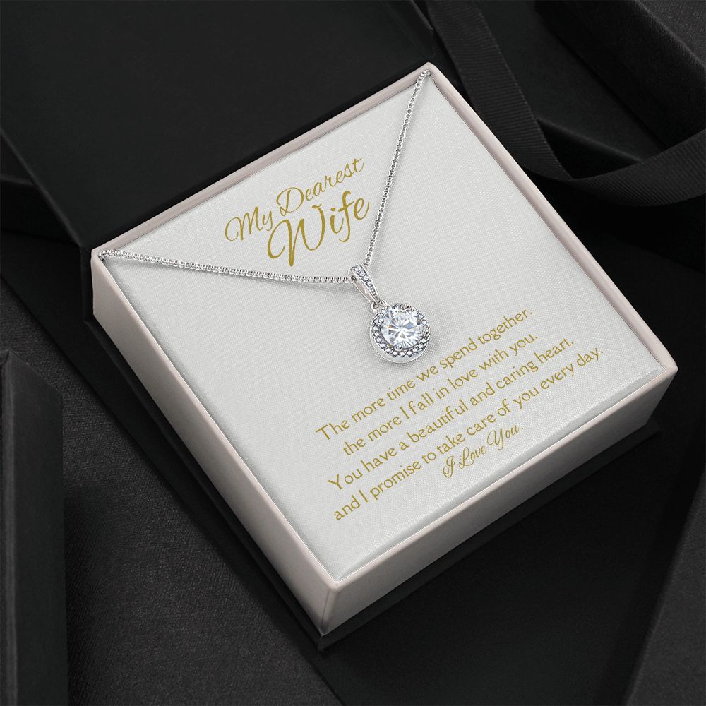 Dearest Wife Eternal Hope Necklace 14k White Gold Finish, white card
