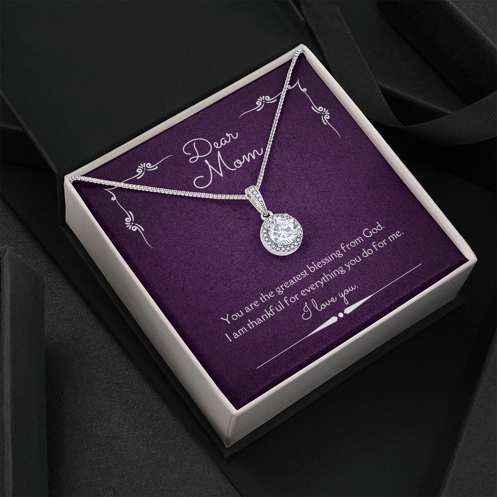 Dear Mom Eternal Hope Necklace 14k White Gold Finish