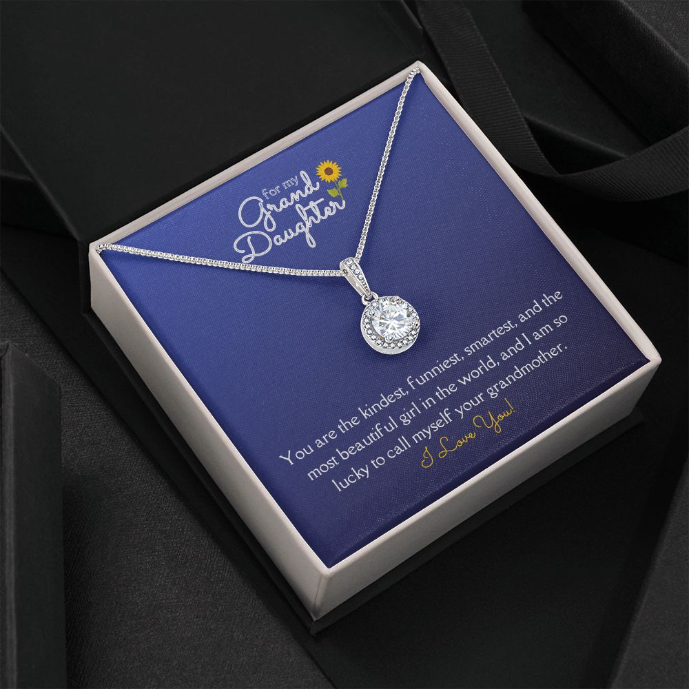 For My Grand Daughter Eternal Hope Necklace 14k White Gold Finish, blue