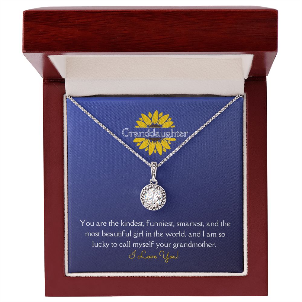 For My Grand Daughter Eternal Hope Necklace 14k White Gold Finish, blue sunflower