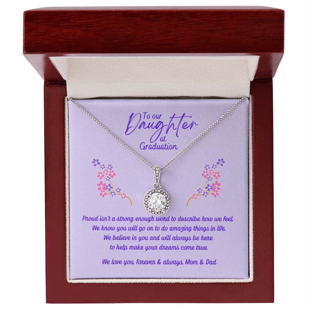 Daughter's Graduation Eternal Hope Necklace 14k White Gold Finish (purple card insert)