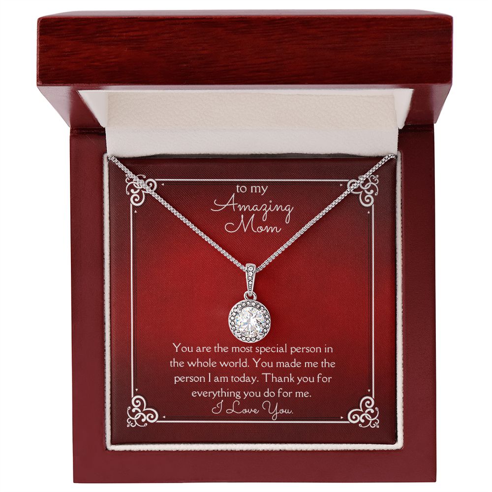 Amazing Mom Eternal Hope Necklace 14k White Gold Finish, red card