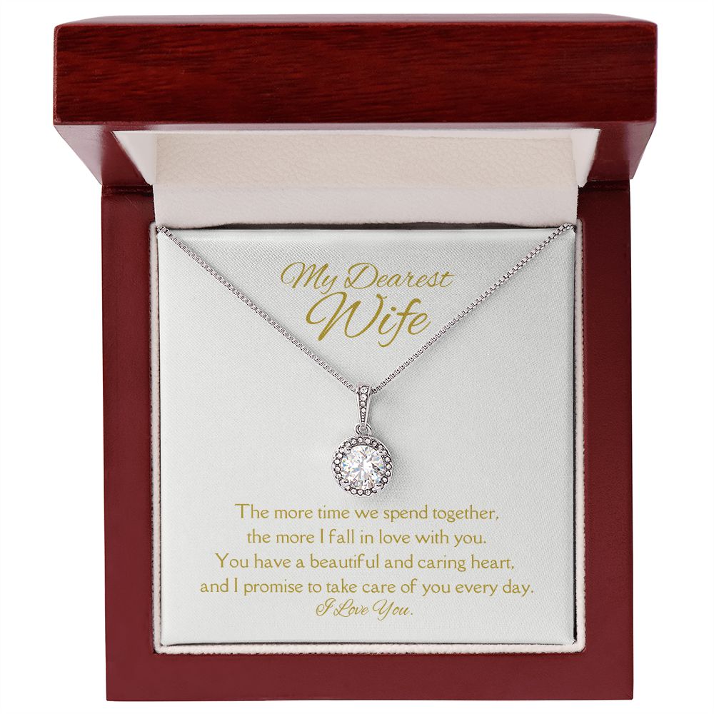 Dearest Wife Eternal Hope Necklace 14k White Gold Finish, white card