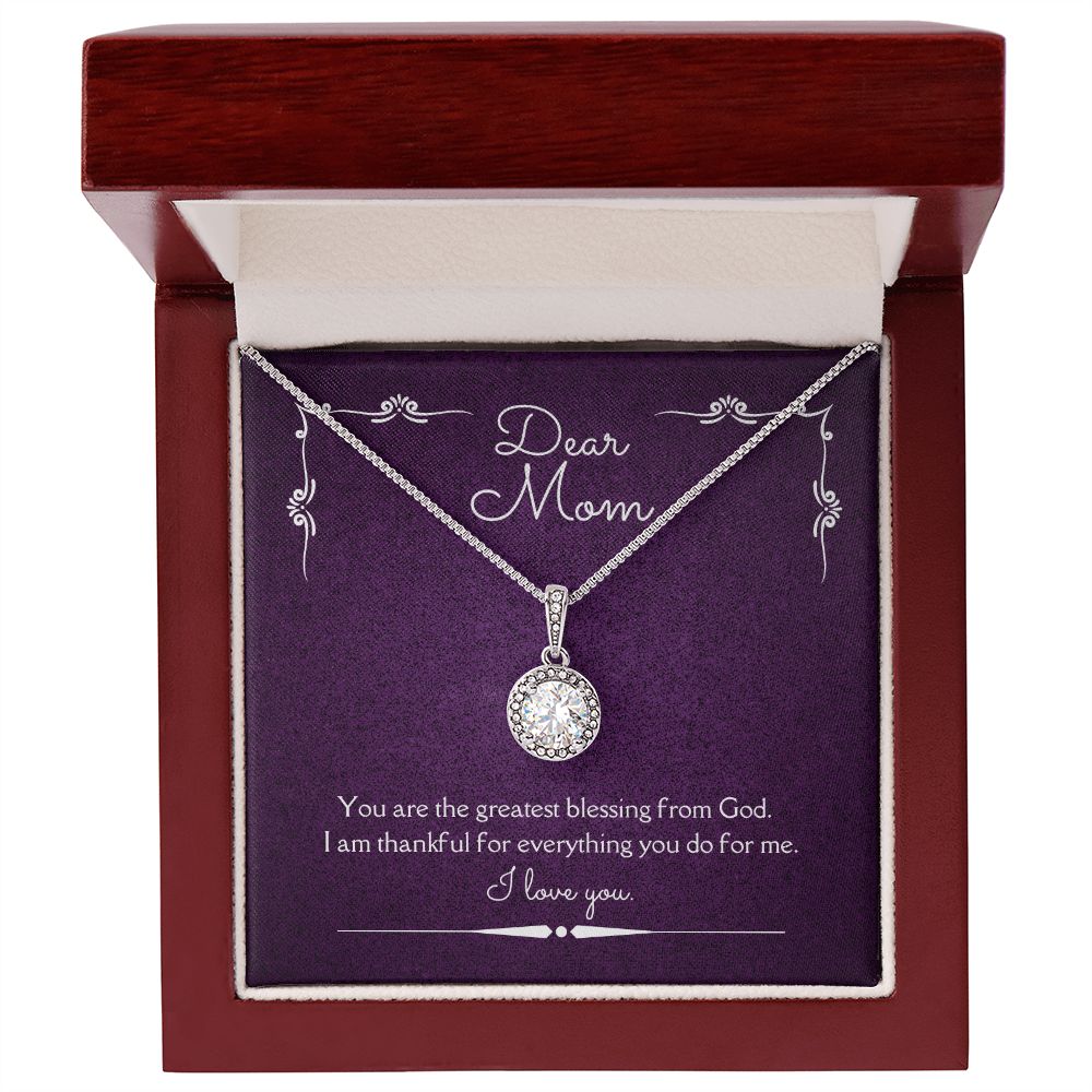 Dear Mom Eternal Hope Necklace 14k White Gold Finish