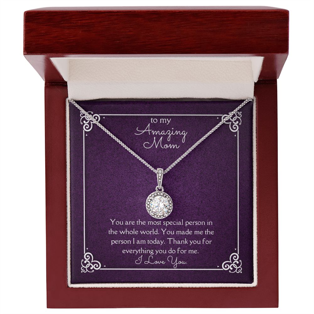 Amazing Mom Eternal Hope Necklace 14k White Gold Finish, purple card