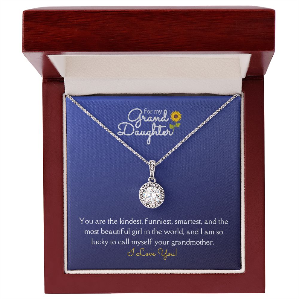 For My Grand Daughter Eternal Hope Necklace 14k White Gold Finish, blue