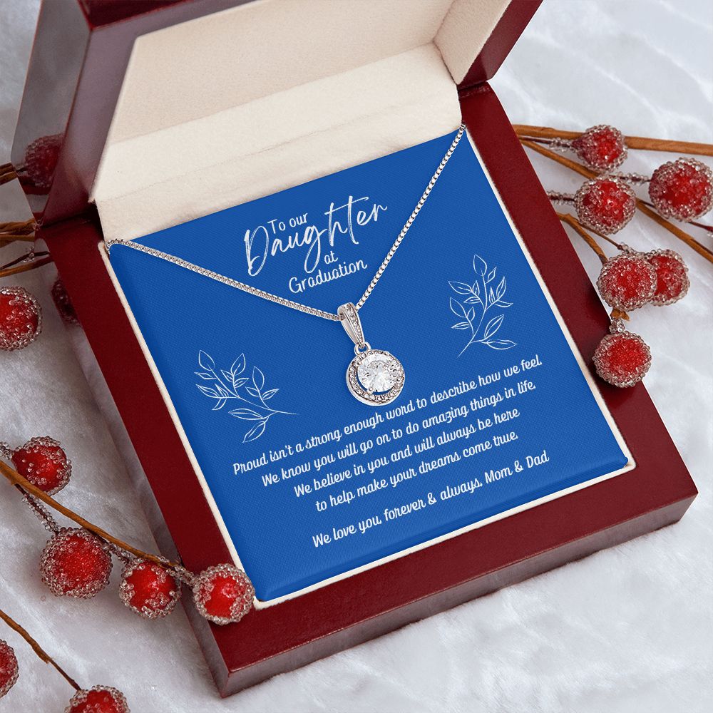Daughter's Graduation Eternal Hope Necklace 14k White Gold Finish (blue card insert)