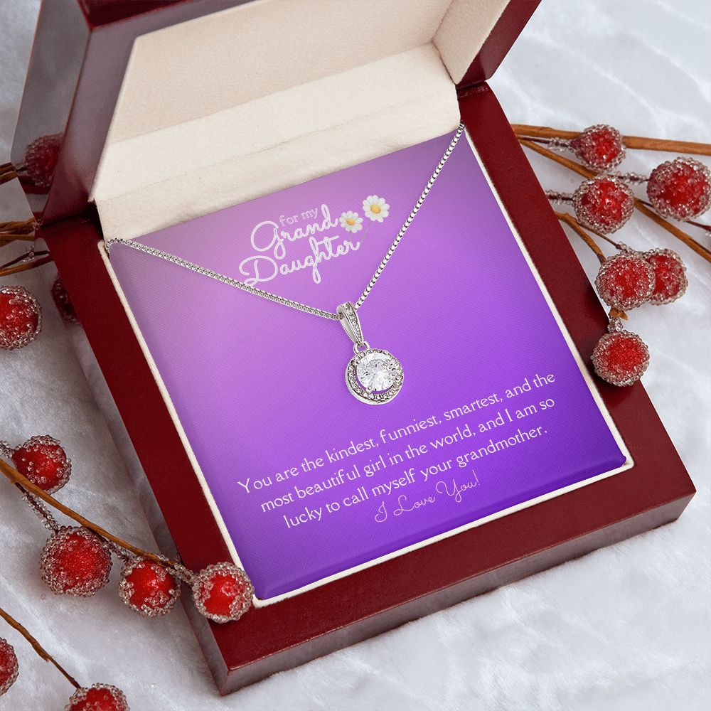 For My Grand Daughter Eternal Hope Necklace 14k White Gold Finish, purple daisy