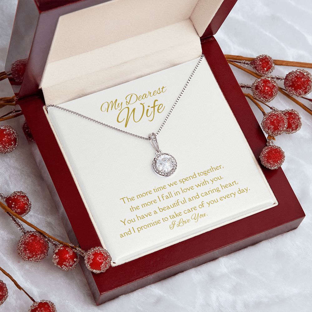 Dearest Wife Eternal Hope Necklace 14k White Gold Finish, white card