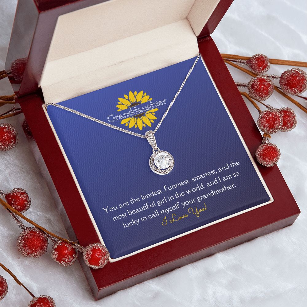For My Grand Daughter Eternal Hope Necklace 14k White Gold Finish, blue sunflower