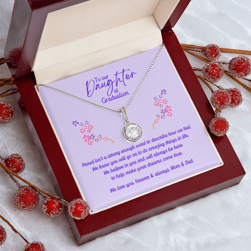 Daughter's Graduation Eternal Hope Necklace 14k White Gold Finish (purple card insert)