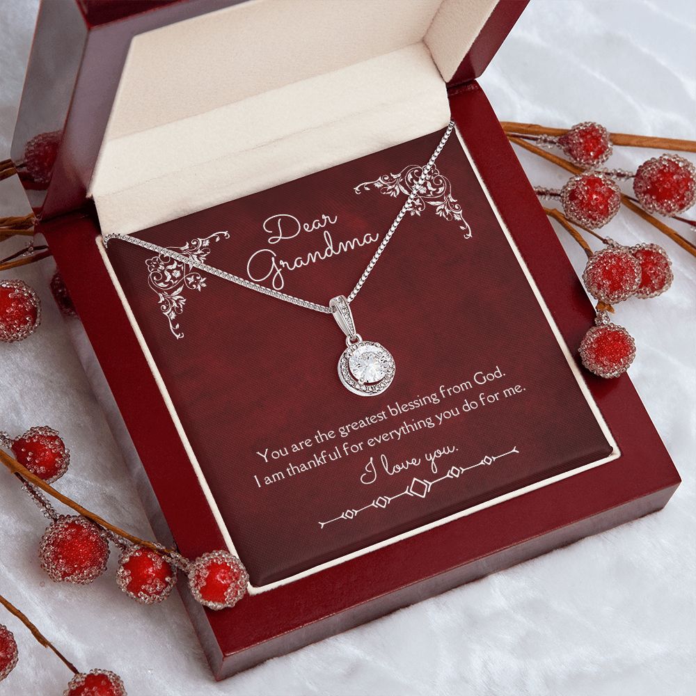 Dear Grandma Eternal Hope Necklace 14k White Gold Finish