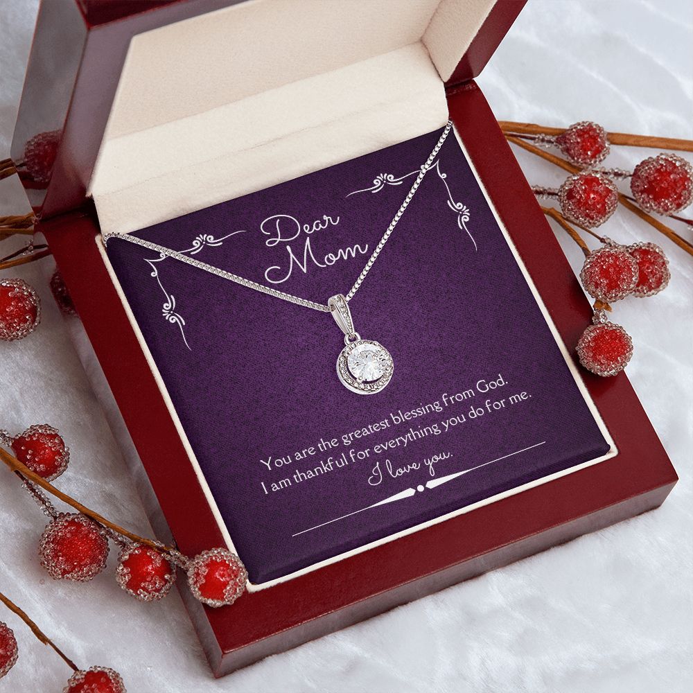 Dear Mom Eternal Hope Necklace 14k White Gold Finish