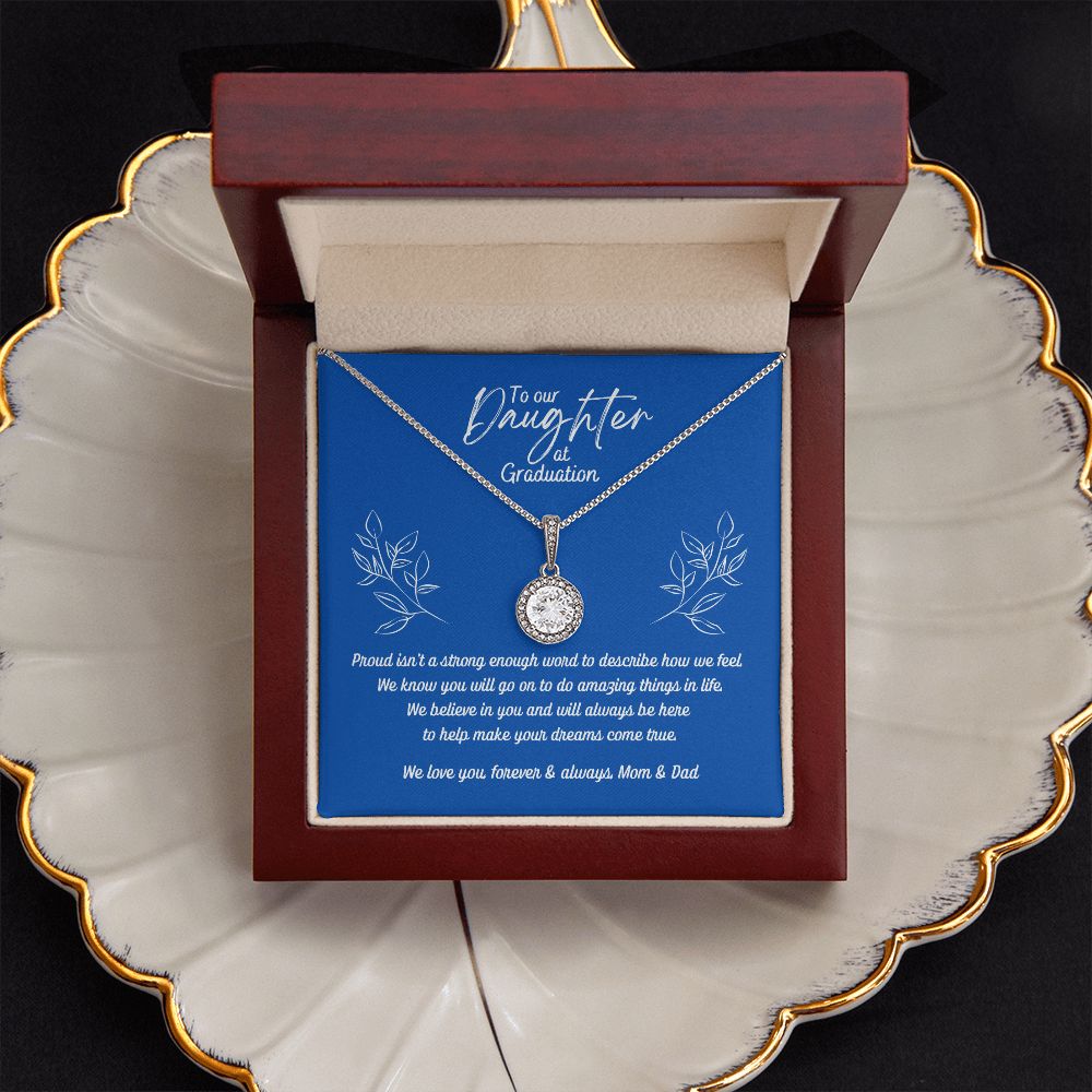 Daughter's Graduation Eternal Hope Necklace 14k White Gold Finish (blue card insert)
