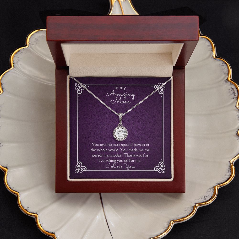 Amazing Mom Eternal Hope Necklace 14k White Gold Finish, purple card