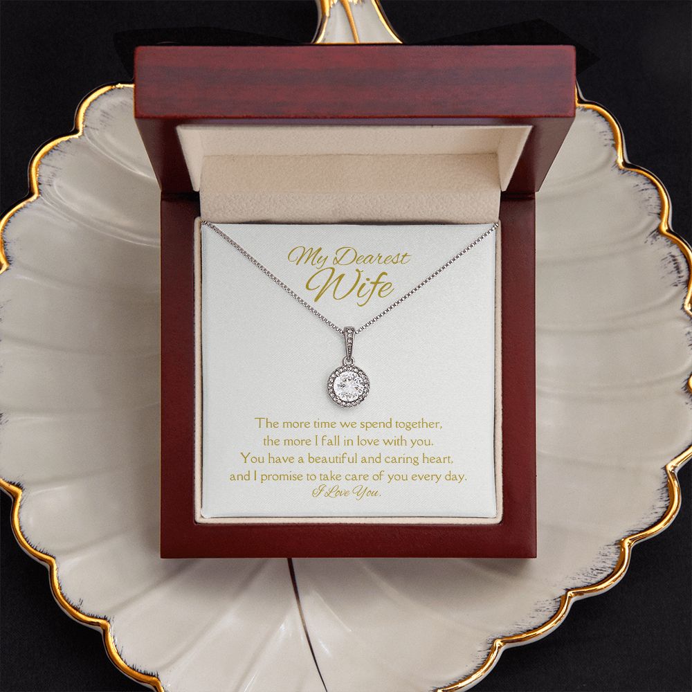 Dearest Wife Eternal Hope Necklace 14k White Gold Finish, white card