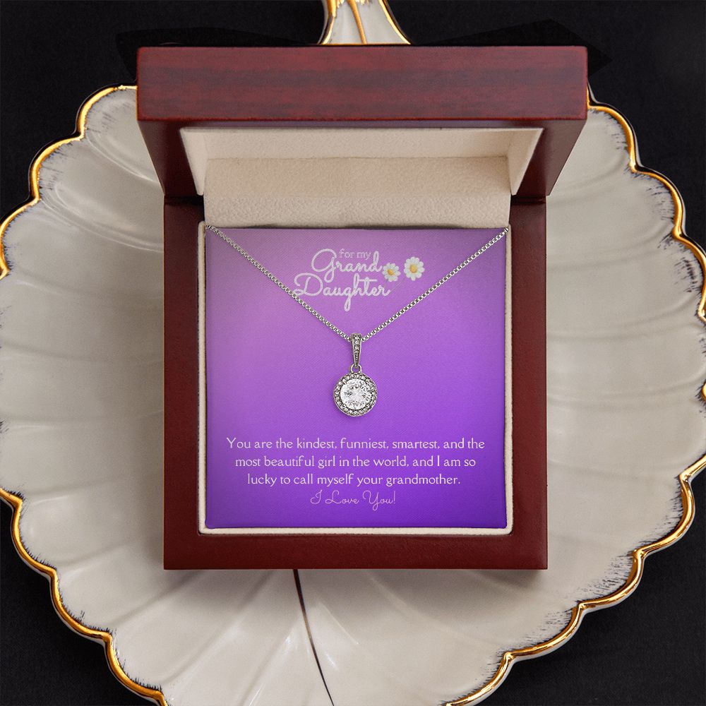 For My Grand Daughter Eternal Hope Necklace 14k White Gold Finish, purple daisy