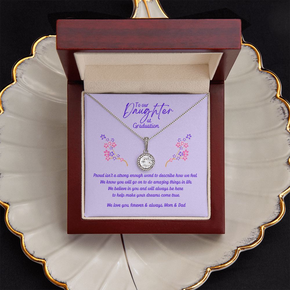 Daughter's Graduation Eternal Hope Necklace 14k White Gold Finish (purple card insert)