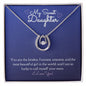 My Sweet Daughter Lucky to Love You Necklace White Gold Finish, blue card