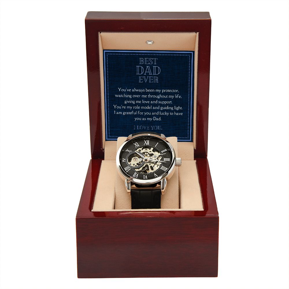 Luxury Men's Openwork Watch, Best Dad Ever Message