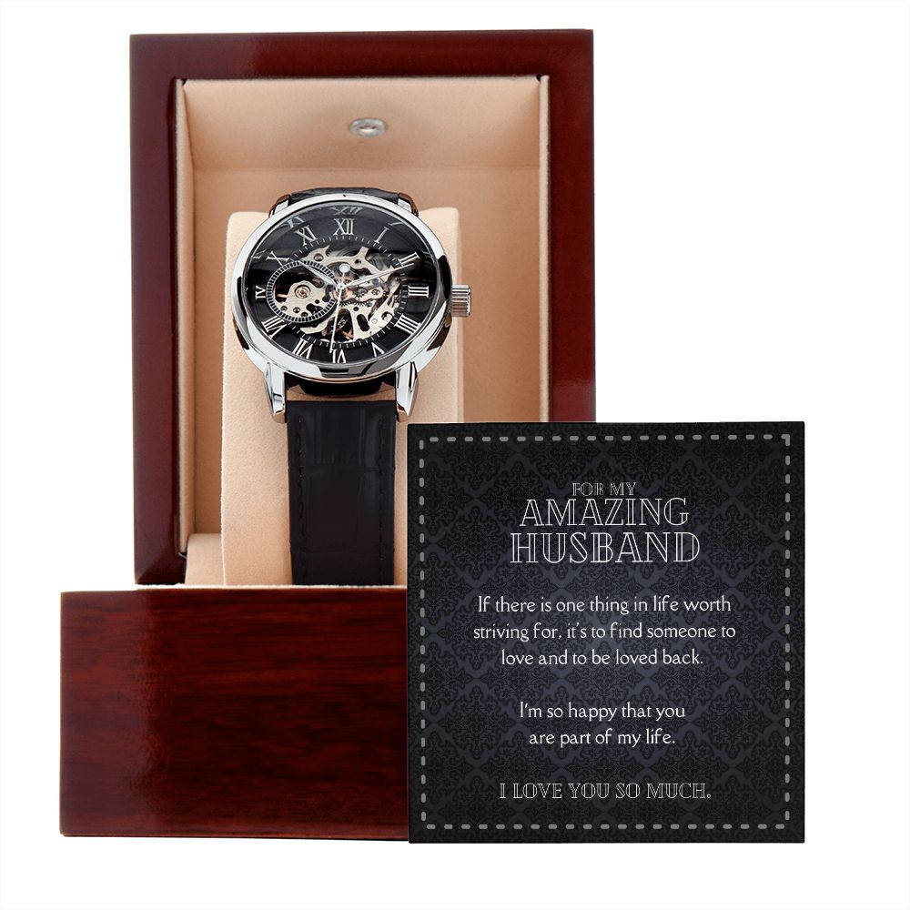Luxury Men's Openwork Watch, For My Amazing Husband black card