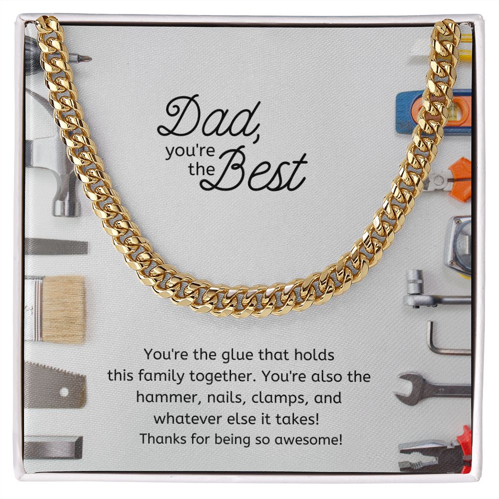 Best Dad Chain Link Stainless Steel Necklace Tool Theme