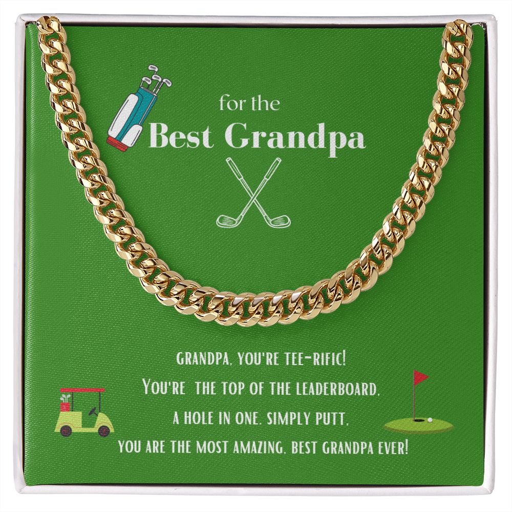 Best Golf Grandpa Chain Link Necklace Available in Stainless Steel or Yellow Gold
