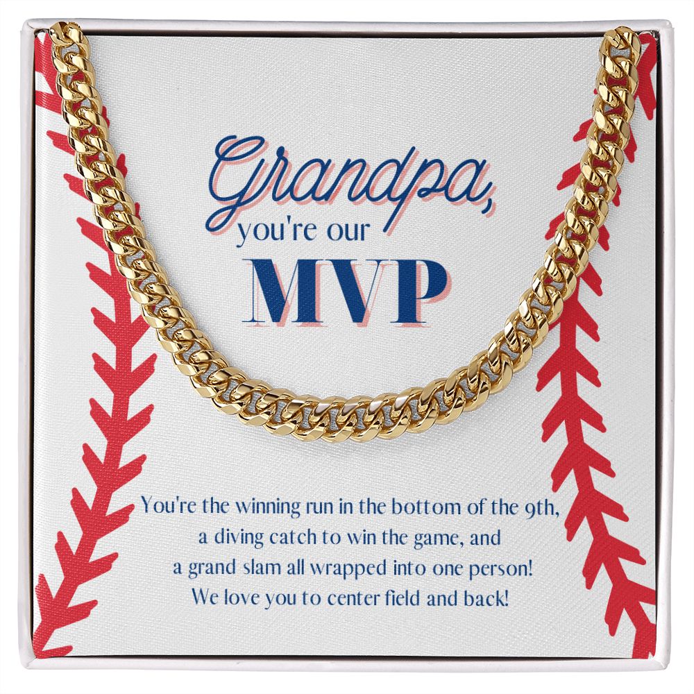 Grandpa is the MVP! Chain Link Necklace Available in Stainless Steel or Yellow Gold