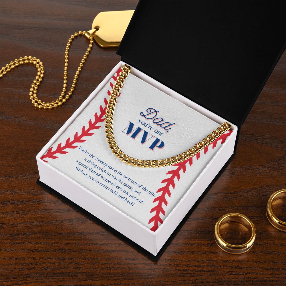 Dad is the MVP! Chain Link Necklace Available in Stainless Steel or Yellow Gold