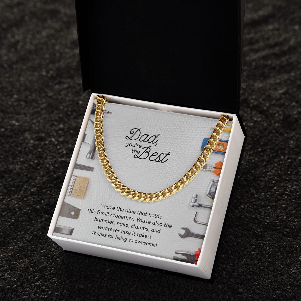 Best Dad Chain Link Stainless Steel Necklace Tool Theme