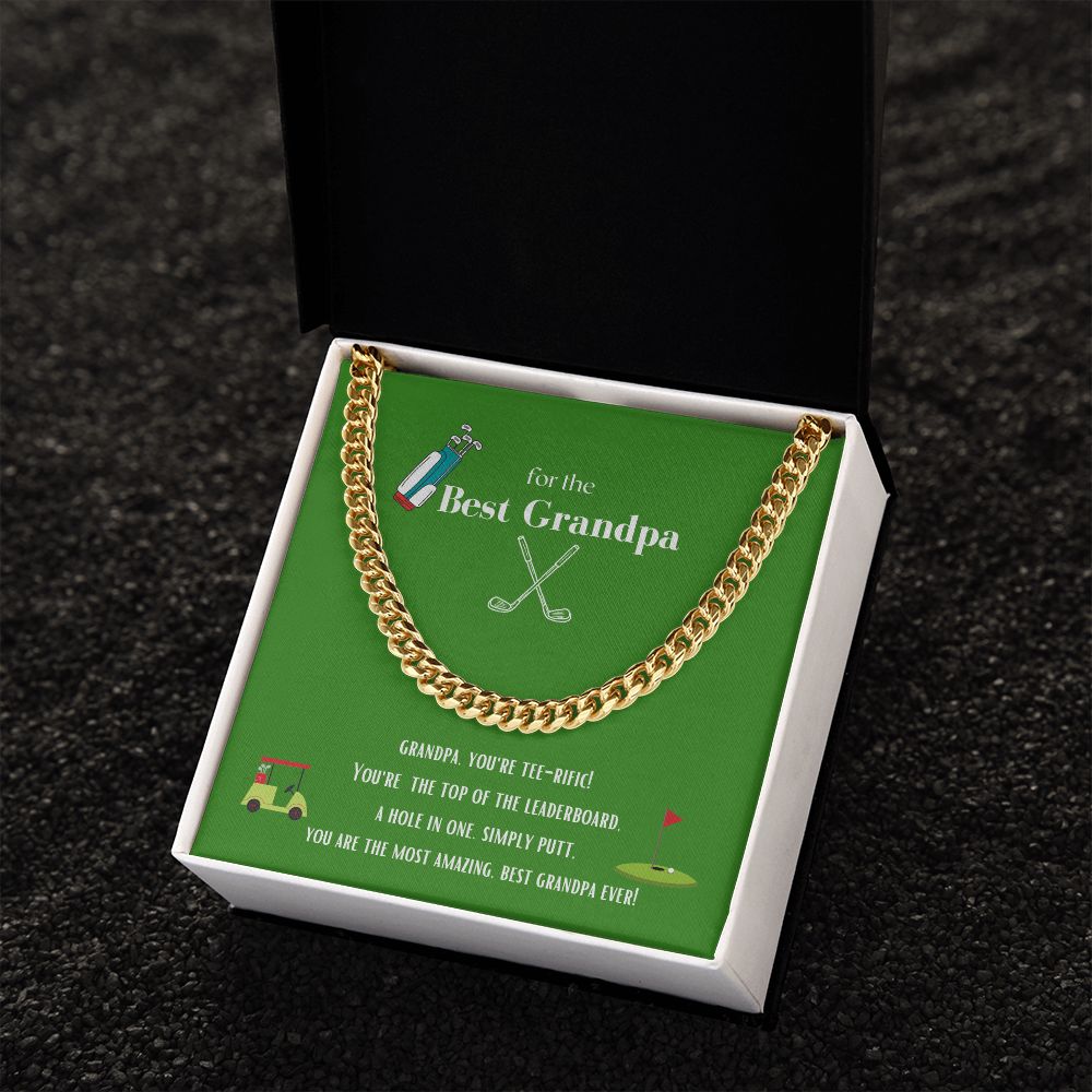 Best Golf Grandpa Chain Link Necklace Available in Stainless Steel or Yellow Gold