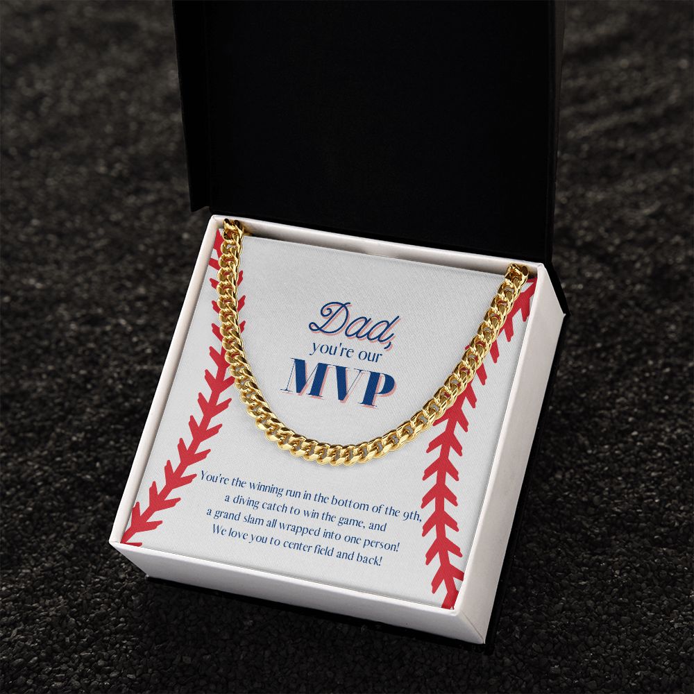 Dad is the MVP! Chain Link Necklace Available in Stainless Steel or Yellow Gold