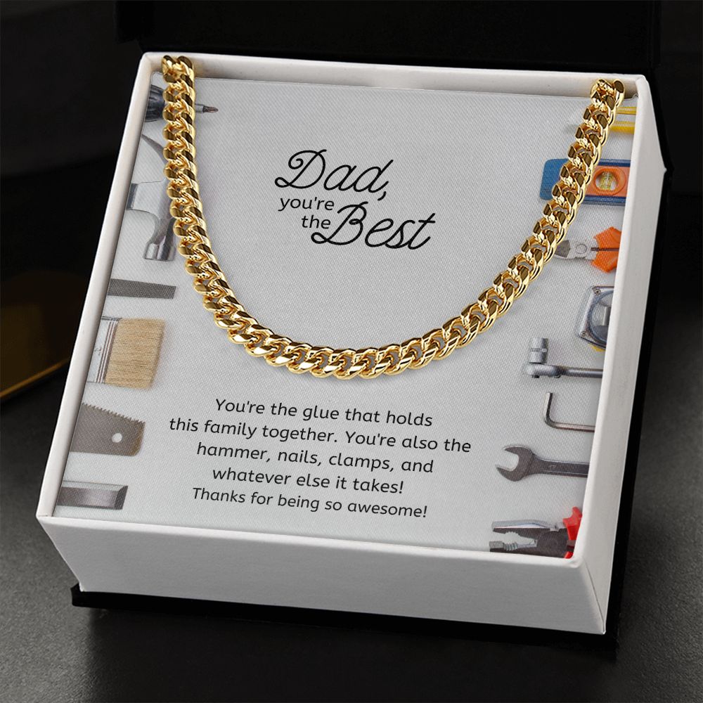 Best Dad Chain Link Stainless Steel Necklace Tool Theme