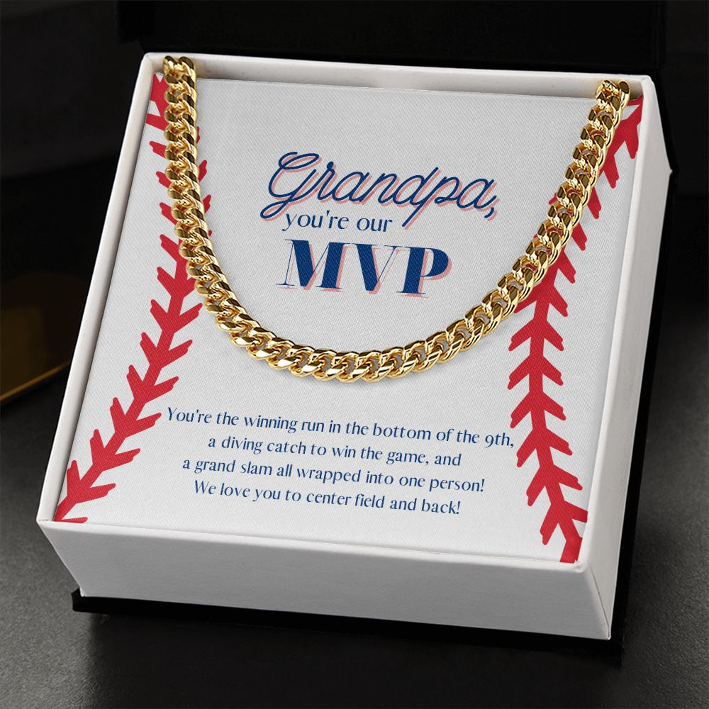 Grandpa is the MVP! Chain Link Necklace Available in Stainless Steel or Yellow Gold