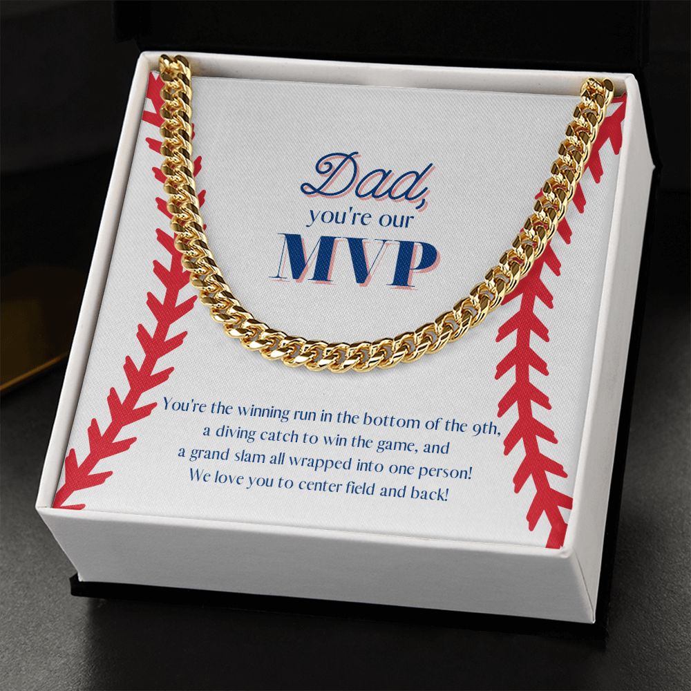 Dad is the MVP! Chain Link Necklace Available in Stainless Steel or Yellow Gold
