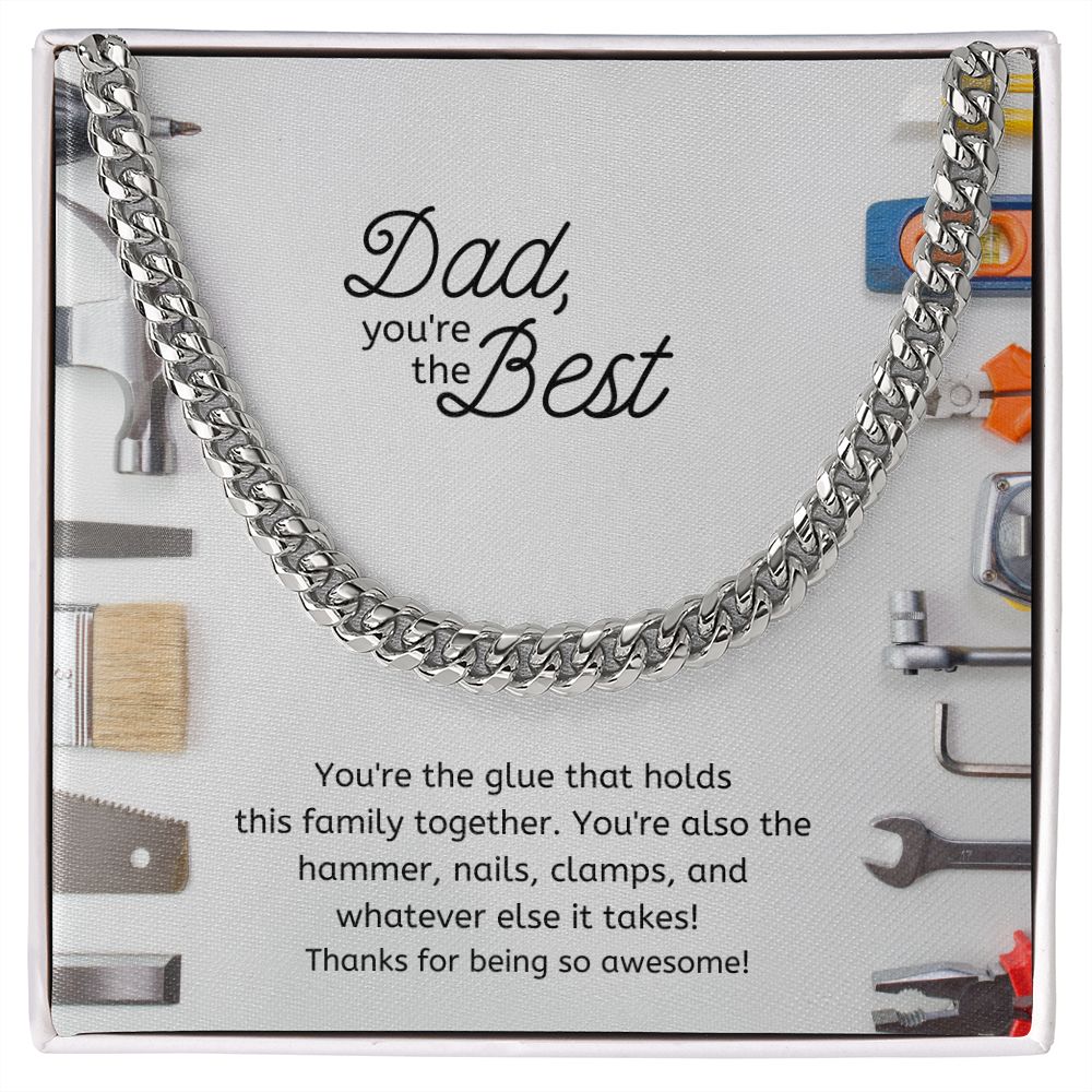 Best Dad Chain Link Stainless Steel Necklace Tool Theme