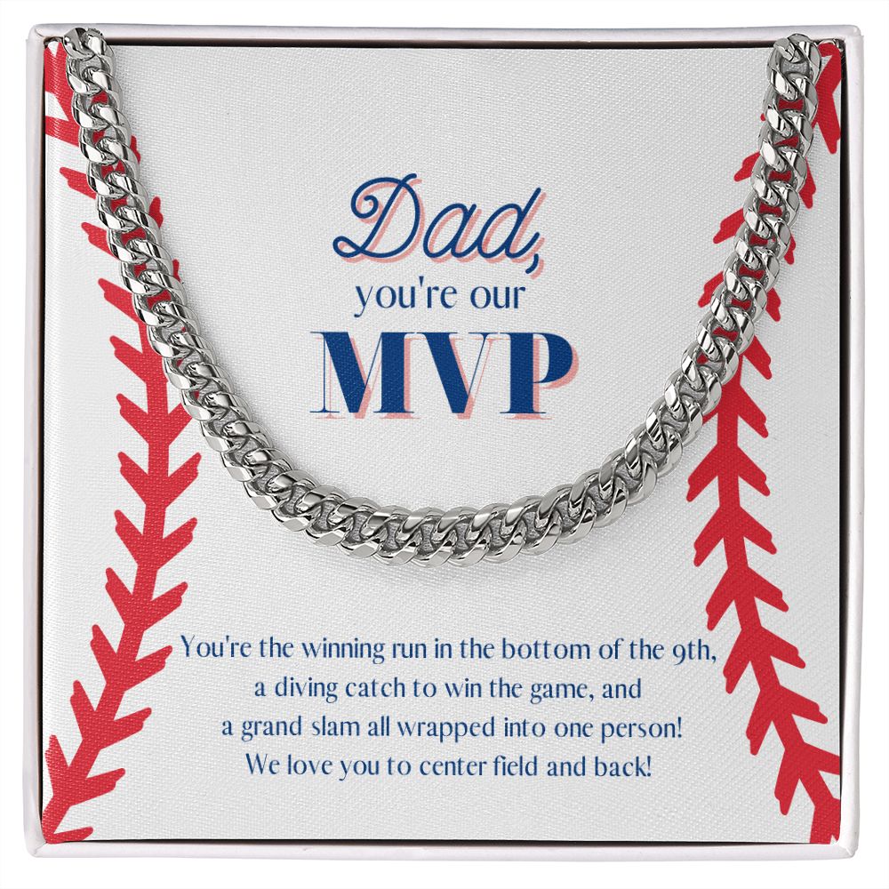 Dad is the MVP! Chain Link Necklace Available in Stainless Steel or Yellow Gold